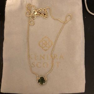 Kendra Scott Green Pendant Necklace Gold Chain